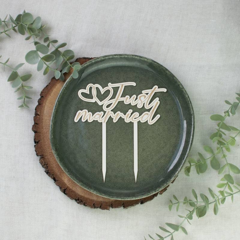 Topper na tort In my heart - Just married, 15 x 15 cm